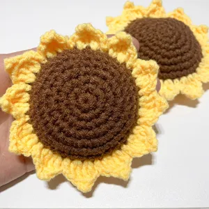 Girasol de ganchillo hecho a mano cabeza de flor tejida decoracion artesanal amarilla