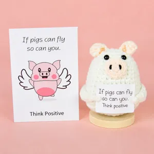 Handmade crochet flying pig plush toy doll cute animal desktop ornament creative gift
