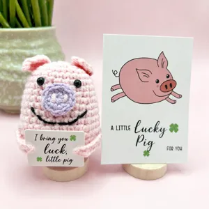 Handmade crochet pink pig doll cute lucky pig desktop ornament creative gift for friends
