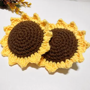 Flores de girasol de ganchillo hechas a mano hilo lana bricolaje decoracion principal.