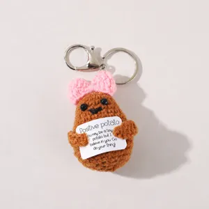Handcrafted crochet positive potato keychain cute wool plush doll bag pendant ornament