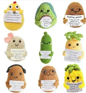 Handmade crochet positive potato doll cute knitted vegetable animal toys with inspiring cards