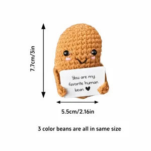 Handmade cute crochet potato doll plush toy, soft knitted bean figurine for lovely desk decor.