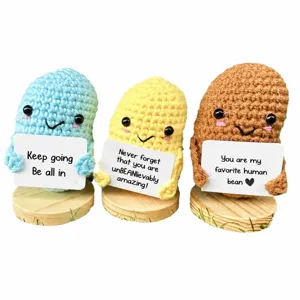 Handmade crochet positive potato doll cute knitted mini figurine with motivational quote card