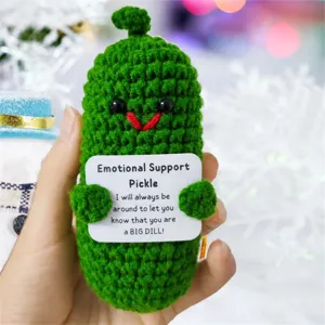Handmade Crochet Positive Energy Doll Cute Stuffed Animal Toy Desk Ornament Emotional Support Crochet Gift