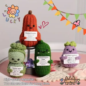 Handmade crochet plush doll cute emotional support pumpkin pickle toy gift keychain