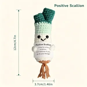 Handmade crochet positive scallion plush toy cute emotional support doll bag charm keychain gift