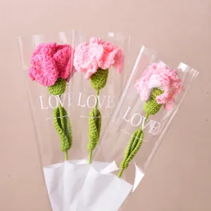 Handmade crochet carnation flowers bouquet finished gift simulation flowers for Mother's Day