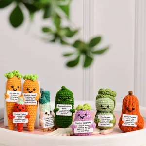 Handmade Crochet Vegetable Plush Doll Pendant Cute Cartoon Knitted Fruit Bag Charm Creative Desktop Ornament Gift