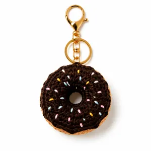 Handgefertigt Häkeln Donut Schlüsselanhänger süß Plüsch Tasche Anhänger goldener Metallring