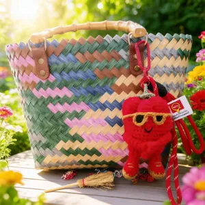 Handgefertigter gehäkelter Pfeffer Schlüsselanhänger Tasche Charme mit Sonnenbrille niedlicher Anhänger.