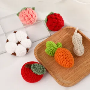 Handmade Knitted Wool Fruit Hair Clip Pendant DIY Accessories Cute Cartoon Carrot Strawberry Apple Craft Decoration Jewelry