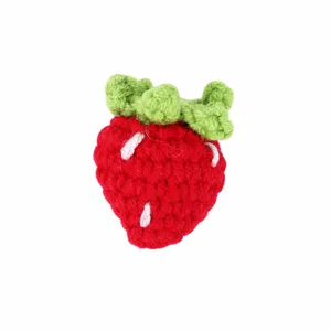 Handcrafted crochet strawberry hair clip accessory cute DIY woolen fruit pendant ornament