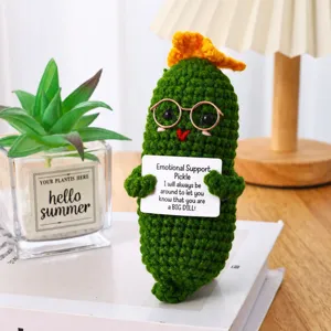 Handmade crochet emotional support pickle doll cute desktop car decoration funny gift for friends