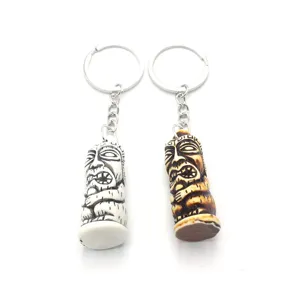 Llavero de Totem Tiki Vintage Colgante de Resina Estilo Polinesio Anilla para Llaves Colgante de Bolso Étnico Accesorios de Moda para Hombres Mujeres