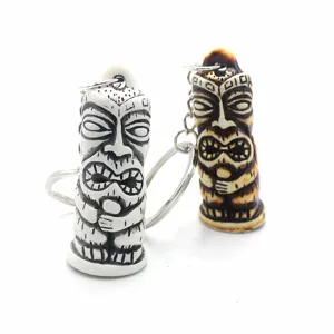Llavero tótem Tiki hawaiano colgante imitación hueso talla estilo tribal vintage regalo