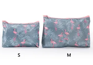 Flamingo waterproof cosmetic bag travel portable toiletry storage pouch for women S M