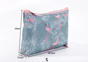 Small flamingo cosmetic bag travel waterproof toiletry pouch portable makeup storage bag.