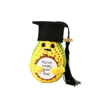 Häkeln Abschluss Avocado Puppe handgemachte gestrickte Plüschtier mit Kappe und Karte Geschenk.