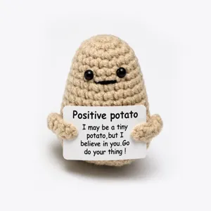 Muñeca de patata de ganchillo hecha a mano con letrero motivacional, regalo de punto lindo.