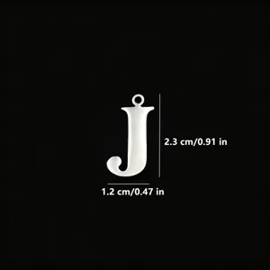 Ciondolo con lettera J in acciaio inossidabile lucido per creazione di gioielli DIY