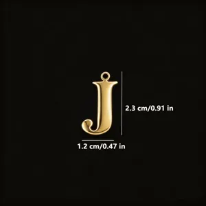 Ciondolo lettera J in acciaio inossidabile dorato accessorio fai da te 2,3x1,2 cm.