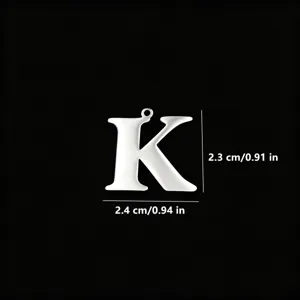 Pendente lettera K in acciaio inossidabile fai da te accessorio, misura 2.4x2.3cm.