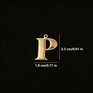 Ciondolo lettera P in acciaio inossidabile dorato accessorio gioielli fai da te 1.8cm