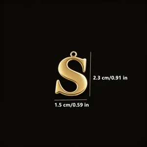Ciondolo con lettera S in acciaio inossidabile dorato per creazione di gioielli fai-da-te.