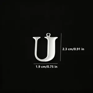Ciondolo Lettera U in Acciaio Inossidabile Charm Iniziale DIY Gioiello per Collana