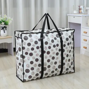 Large capacity storage bag detail showing waterproof material and durable handles for moving.
