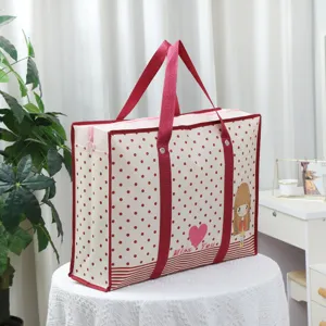 Gran bolsa de almacenamiento de tela no tejida con lunares, bolsa de viaje impermeable.