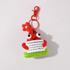 Handmade crochet watermelon plush keychain cute knitted doll backpack pendant bag charm accessory