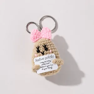 Handmade Crochet Potato Doll Keychain Cute Knitted Yarn Plush Animal Pendant Bag Charm Everyday Car Decor Gift