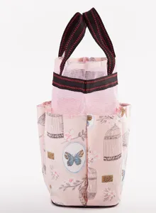 Waterproof portable toiletry bag with mesh pocket, cute floral butterfly print for travel.