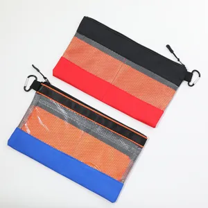 Borsa porta attrezzi impermeabile, custodia con zip in rete, organizer versatile.