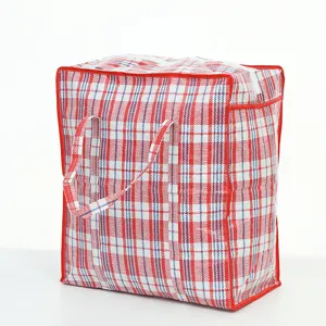 Grande borsa per trasloco a quadri rosso bianco blu impermeabile borsa portaoggetti con cerniera.
