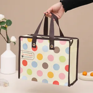 Bolsa tote laminada de lunares de colores bolsa de compra reutilizable bolsa de regalo portátil.