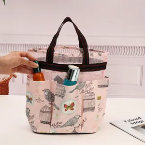 Large Capacity Portable Travel Toiletry Bag Multi-Compartment Mesh Makeup Cosmetic Storage Bag Oxford Cloth Handbag