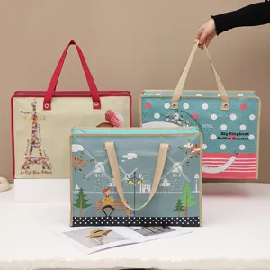 Dikke cartoon opvouwbare non-woven opbergtas grote capaciteit bagage organizer voor verhuizing.