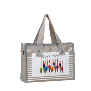 Piccola borsa in tessuto non tessuto laminato con cerniera e stampa di galleggianti, pochette.