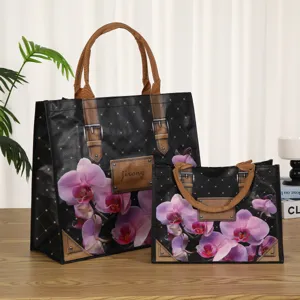 Bolso de compras impermeable de tejido PP gran capacidad bolso de mano reutilizable