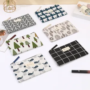Fabric makeup bag zipper pouch multi-functional portable storage wash bag pencil case detail