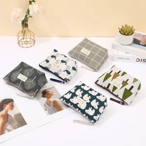 Canvas cosmetic bag portable travel makeup pouch cute toiletry organizer set 5pcs