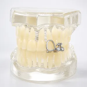 Hip Hop Grillz Copper Gold Silver Plated Cherry Star Rhinestone Teeth Decoration Unisex Fashion Dental Jewelry
