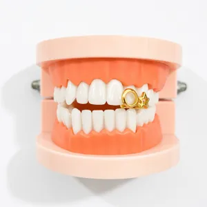 Hip Hop Grillz Pentagram Hollow Out Dental Braces Gold Silver Plated Fashion Party Tooth Jewelry For Men Women
