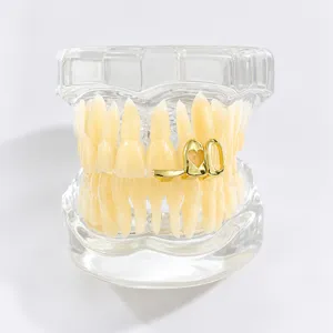 Hip hop gold grillz detail, hollow heart design teeth jewelry, fashion party tooth cap accessories