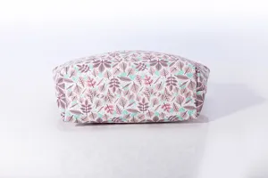 Floral print PU leather cosmetic bag for travel, spacious storage pouch for daily use.