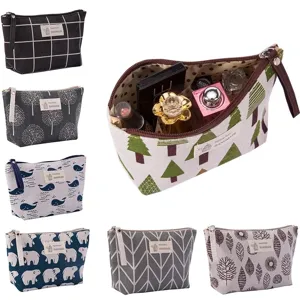 Canvas Cosmetica Tas Draagbare Rits Make-up Pouch Reizen Toilette Organizer