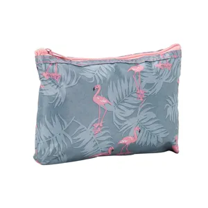 Small flamingo cosmetic bag waterproof travel toiletry pouch cute portable zipper wallet main